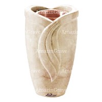 Vase à fleurs Gres 20cm En marbre Botticino, intérieur cuivre