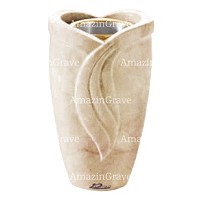 Flower vase Gres 20cm - 8in In Botticino marble, golden steel inner