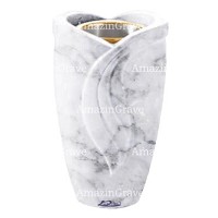 Flower vase Gres 20cm - 8in In Carrara marble, golden steel inner
