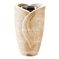 Vase à fleurs Gres 20cm En marbre Travertino, intérieur en plastique