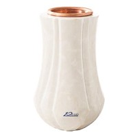 Vase à fleurs Leggiadra 20cm En marbre Blanc Pur, intérieur cuivre