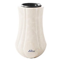 Vase à fleurs Leggiadra 20cm En marbre Blanc Pur, intérieur en plastique