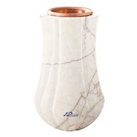 Vase à fleurs Leggiadra 20cm En marbre Carrara, intérieur cuivre