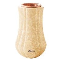 Vase à fleurs Leggiadra 20cm En marbre Travertino, intérieur cuivre