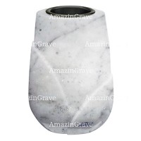 Vaso portafiori Liberti 20cm In marmo di Carrara, interno in plastica