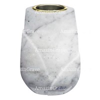Flower vase Liberti 20cm - 8in In Carrara marble, golden steel inner