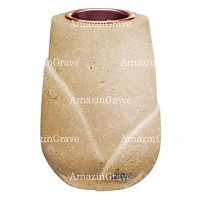 Vase à fleurs Liberti 20cm En marbre Trani, intérieur cuivre