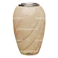 Vase à fleurs Soave 20cm En marbre Botticino, intérieur acier