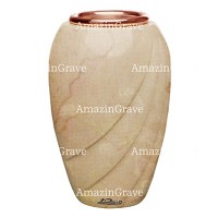 Vase à fleurs Soave 20cm En marbre Botticino, intérieur cuivre