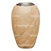 Flower vase Soave 20cm - 8in In Travertino marble, steel inner