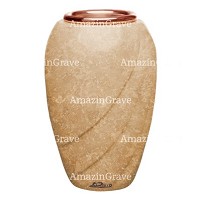 Vase à fleurs Soave 20cm En marbre Travertino, intérieur cuivre