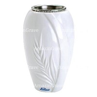 Flower vase Spiga 20cm - 8in In Pure white marble, steel inner