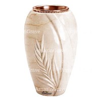 Vase à fleurs Spiga 20cm En marbre Botticino, intérieur cuivre