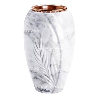 Vase à fleurs Spiga 20cm En marbre Carrara, intérieur cuivre