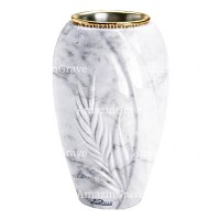 Flower vase Spiga 20cm - 8in In Carrara marble, golden steel inner