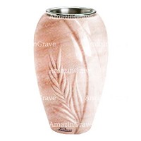 Flower vase Spiga 20cm - 8in In Pink Portugal marble, steel inner