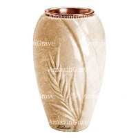 Vase à fleurs Spiga 20cm En marbre Travertino, intérieur cuivre