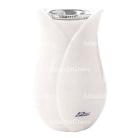 Vase à fleurs Tulipano 20cm En marbre Blanc pur, intérieur acier