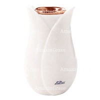 Vaso portafiori Tulipano 20cm In marmo Bianco puro, interno in rame