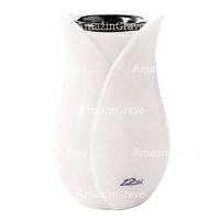 Vaso portafiori Tulipano 20cm In marmo Bianco puro, interno in plastica