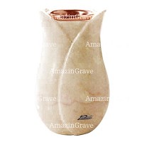 Vase à fleurs Tulipano 20cm En marbre Botticino, intérieur cuivre