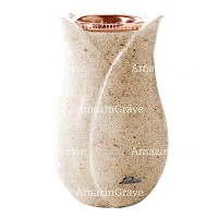 Flower vase Tulipano 20cm - 8in In Calizia marble, copper inner