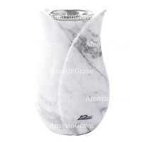Vaso portafiori Tulipano 20cm In marmo di Carrara, interno in acciaio