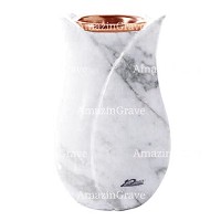 Vase à fleurs Tulipano 20cm En marbre Carrara, intérieur cuivre