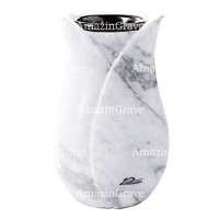 Vaso portafiori Tulipano 20cm In marmo di Carrara, interno in plastica