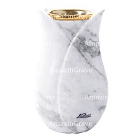 Flower vase Tulipano 20cm - 8in In Carrara marble, golden steel inner