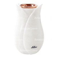 Vaso portafiori Tulipano 20cm In marmo Sivec, interno in rame