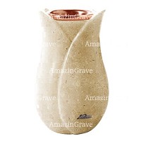 Vaso portafiori Tulipano 20cm In marmo di Trani, interno in rame