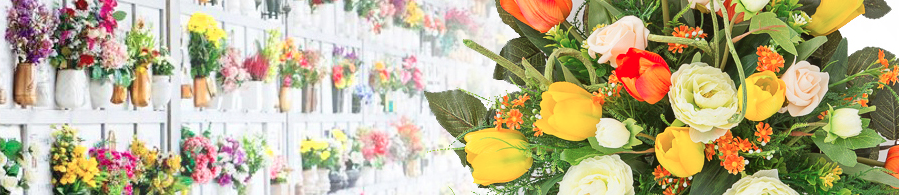 Bouquets fleurs artificielles pour décoration funeraire et cimetière