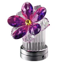 Ninfea inclinata in cristallo viola 8cm Lampada Led o fiamma decorativa per lampade e lapidi