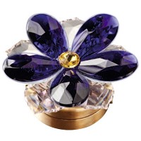 Blue crystal water lily 7,4cm - 3in Led lamp or decorative flameshade for lamps and gravestones