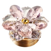 Ninfea in cristallo rosa 7,4cm Lampada Led o fiamma decorativa per lampade e lapidi