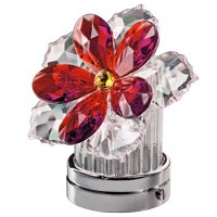 Ninfea inclinata in cristallo rosso 10cm Lampada Led o fiamma decorativa per lampade e lapidi