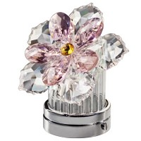Ninfea inclinata in cristallo rosa 10cm Lampada Led o fiamma decorativa per lampade e lapidi