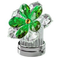 Ninfea inclinata in cristallo verde 10cm Lampada Led o fiamma decorativa per lampade e lapidi