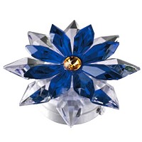 Flocon de neige en cristal bleu 12cm Lampe LED ou décoration pour lampes et pierres tombales