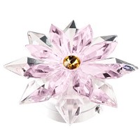 Flocon de neige en cristal rose 12cm Lampe LED ou décoration pour lampes et pierres tombales