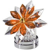 Amber crystal inclined snowflake 12cm - 4,75in Led lamp or decorative flameshade for lamps and gravestones