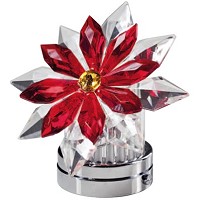 Copo de nieve inclinado en cristal rojo 12cm Lámpara LED o decoración para lámparas y lápidas