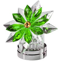 Flocon de neige inclinée en cristal vert 12cm Lampe LED ou décoration pour lampes et pierres tombales