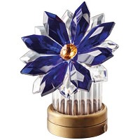 Blue crystal inclined snowflake 8,5cm - 3,3in Led lamp or decorative flameshade for lamps and gravestones
