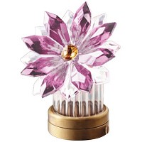 Flocon de neige inclinée en cristal rose 8,5cm Lampe LED ou décoration pour lampes et pierres tombales