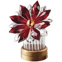 Fiocco di neve inclinato in cristallo rosso 8,5cm Lampada Led o fiamma decorativa per lampade e lapidi