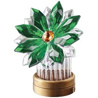 Flocon de neige inclinée en cristal vert 8,5cm Lampe LED ou décoration pour lampes et pierres tombales