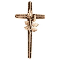 Crucifix with rose 25x12cm - 9,9x4,75in In bronze, wall attached 2029-25