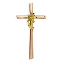 Crucifix with golden daisy 16x8cm - 6,3x3in In bronze, wall attached 2080-16